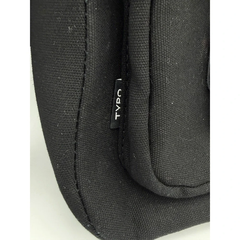 Typo Black Canvas Faux Leather Messenger Bag Crossbody Laptop Satchel Work Bag
